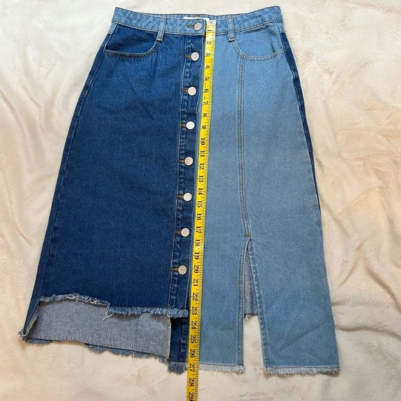 I’m One | Color block Button Down Denim Skirt | Western | Size M - Picture 6 of 8